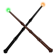 WinSence Light Up Magic Wizard Wand with Sounds & 4 Lightings Illuminating Witch Sorcerer Toys for Kids Cosplay Party Favors, 2 Pack, Black & Brown