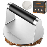 Smash Burger Press, Stainless Steel Burger Smasher with Anti-Scald Handle | 5.5 Inch Hamburger Press Includes 50 Non-Stick Patty Papers, Works Well for griddle, BBQ and Outdoor Cooking, Easy to Clean