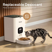 VOLUAS Automatic Cat Feeder, 4L Timed Dry Food Dispenser for Cats & Dogs | Programmable Portion Control, Up to 4 Meals Daily, Dual Power Supply, Power-Off Memory, 10-Second Voice Recorder