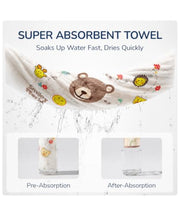 Hooded Kids Bath Towel, 45" x 45" Large Size Beach Towels for Swim Pool | 100% Muslin Cotton Towels, Absorbent Six-Layer Quick Dry Wrap, Age 5-12 Girls Boys(Bear Pattern)