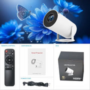 Mini Projector, Portable Smart Projector 4K WiFi 6 BT 5.4 [Built-in App] | Auto Keystone, Movie Projector Compatible With HDMI/USB/TV Stick/Smartphone/Laptop/PS5 Home Theater 180° Rotation White
