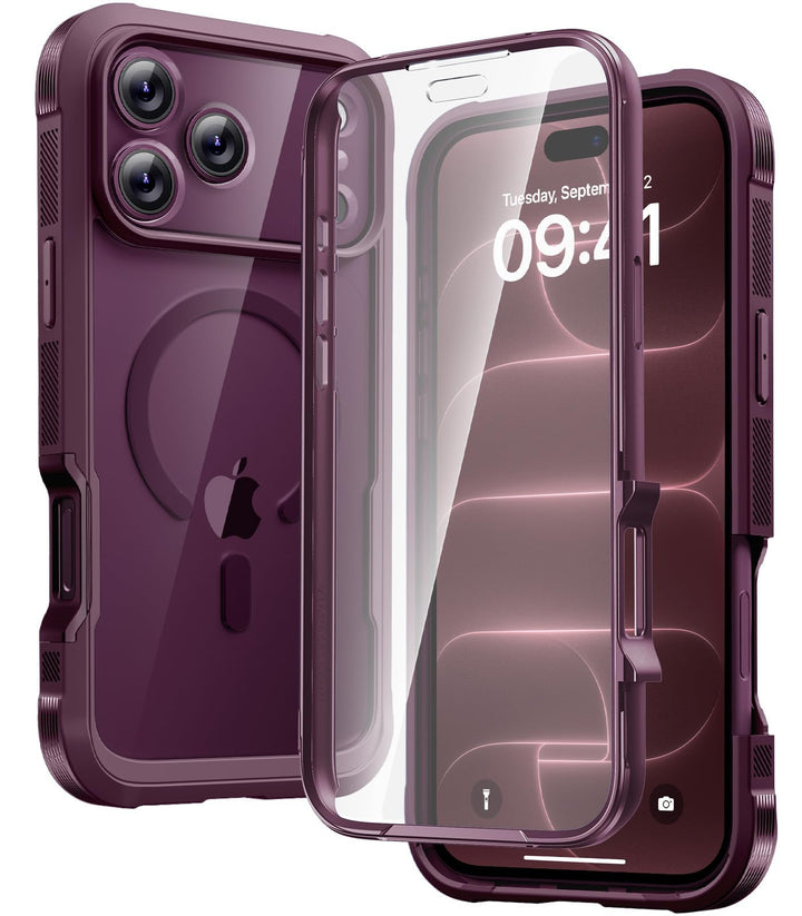 Diaclara Magnetic for iPhone 18 Pro Case with Screen Protector, Burgundy | Fit for MagSafe, Built‑in Anti‑Scratch Touch‑Sensitive Screen Protector, 360° Dual‑Layer Rugged, Mil‑Grade Drop Protection
