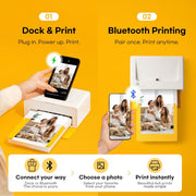KODAK Dock Plus 4x6 Photo Printer, Smartphone Docking, 4PASS, 50 Sheets | Bluetooth, iPhone & Android Smartphone Compatible, Charge While Printing, Water, Fingerprint and Fade Resistant