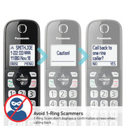 Panasonic Cordless Phone with Answering Machine, 2 Handsets Landline Phone | Home phones landline cordless featuring an answering machine, call block and caller ID, Metallic Black, KX-TGD832M