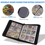 ULLTOON Portable 9-Pocket Trading Card Binder, Holds 1080 Cards | 60 Removable Double-Sided Sleeves, Baseball Card Binder Card Storage Organizer Album for Boys, Girls, Sports & Game Cards