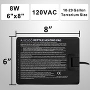 Aiicioo Reptile Heating Pad - Hermit Crab Heater Heat Mat for Reptiles Snake Lizard Terrarium 8 Watt