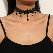 Fesciory Black Necklace for Women, Adjustable Daily Goth Jewelry Gift | Adjustable Fit, Close-Fit Black Necklace, Lace Velvet Beaded or Pendant Styles, Goth 90s Y2K Looks, Halloween & Party Wear