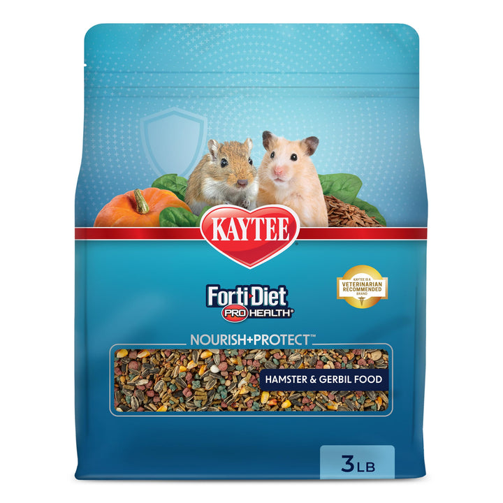 Kaytee Forti-Diet Pro Health Nourish+Protect Hamster Food & Gerbil Food | Digestive support for hamsters. A small animal food with superfoods. Prebiotics, probiotics, hamster food mix