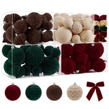 SHareconn 80pcs Velvet Christmas Tree Balls Ornaments Set Decorations Red