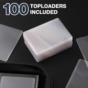Top Loader Binder 9 Pocket, Holds 360 Toploaders, 100 Toploaders INCLUDED | Toploader Binder for 3" x 4" Rigid Toploaders, Trading Card Binder for TCG, MTG, Sport Cards, PU Leather Cover, Side Loading