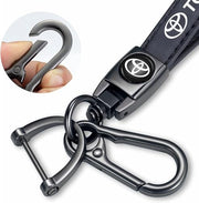 BFIVEANTE Leather car Keychain Set for Toyota Corolla, RAV4, Highlander Men and Women Family Present Keychain Key Ring Lanyard Accessories (Black)