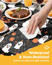 Niuara Halloween Black Plastic Table Cloth Disposable, 2 Pack, 54 x 108 in | Rectangle, 6 ft Tables, Halloween Party Decorations, Holiday Gathering