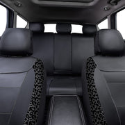 Flying Banner Carbon Fiber Leather Vehicle Seat Covers, Leopard Gray Black, Universal Fit - 8PCS