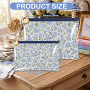Locmeo 2 Pack Needlepoint Project Bags with Wristlet, Blue, Clear Hydrangea | Pouch for Embroidery Quilting, Sewing Organizer, Cross Stitch Storage Stitching Crafts Stitchers Thoughtful Gift