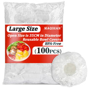 MAQIHAN 100 Bowl Covers Bread Proofing - Extra Large Plastic Wrap for Food | Stretch Elastic Food Covers for Outside, Reusable Shower Caps for Sourdough Bread Starter Basket, Baking Essential Supplies