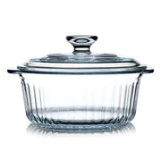 NUTRIUPS 1.6QT Round Glass Casserole Dish with Lid, Borosilicate for Oven | Easy Grab Glass Casserole Cookware with Lid, Ideal for Roasting Chicken, Casseroles, Baked Pasta, Oven to Table Serving