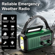 Leaton Hand Crank Emergency Radio, NOAA Weather Radio AM/FM,10000mAh | Solar charging, Rechargeable Battery Powered, USB-C Charger, Flashlight, SOS Alarm, for Camping Survival Emergencies