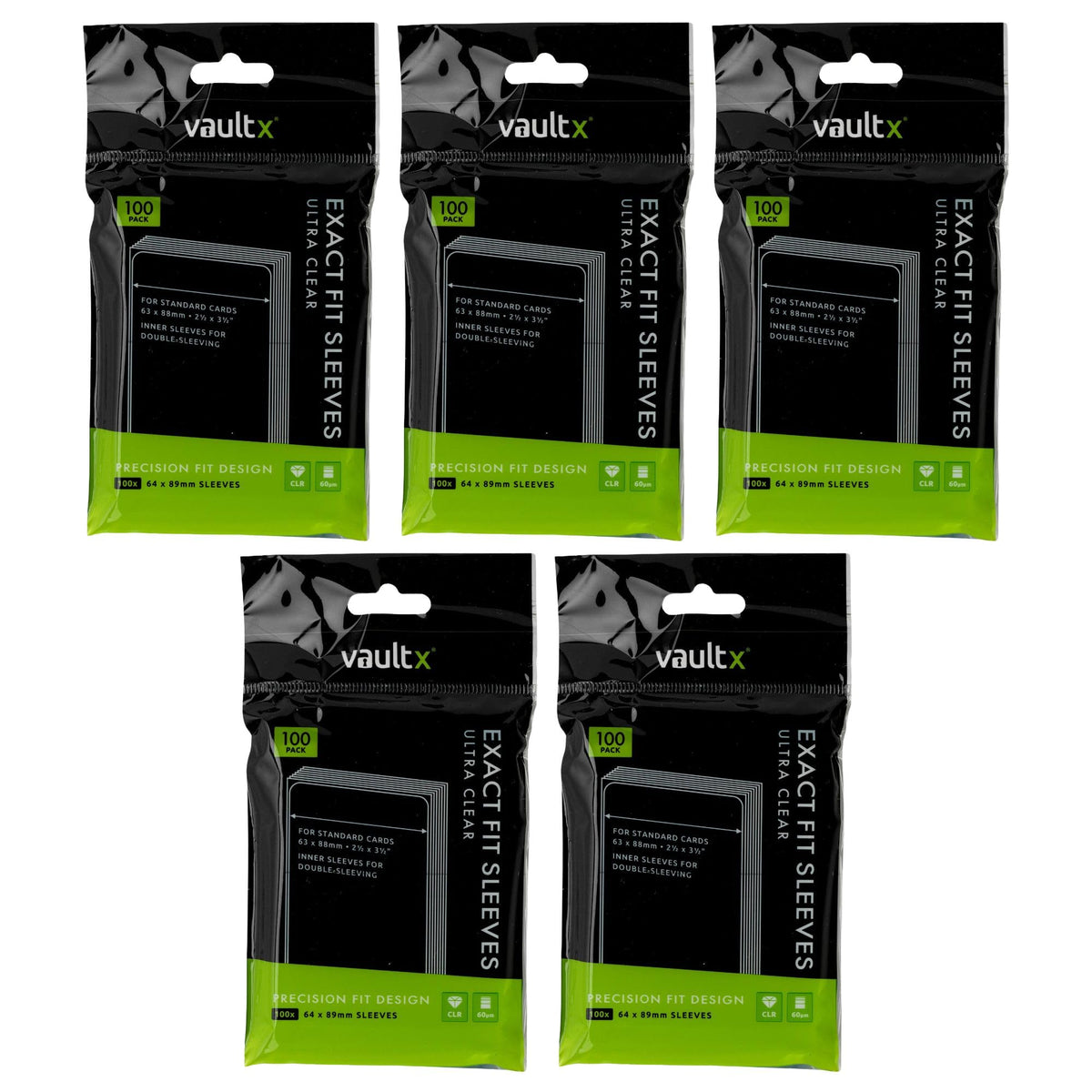 Vault X Exact Fit Inner Sleeves (500 Pack) Clear for Trading Cards | Double-sleeve cards inside toploaders & holders. Perfect-fit clear inner sleeves, acid-free. 500-pack, archival-safe.