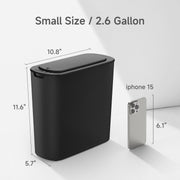 TIPGO Automatic Small Bathroom Trash Can with Lid, 2.6 Gallon, Black | Motion Sensor, Plastic, Touchless, Odor Control, Smart Garbage Can, Battery Operated, Manual Button, for Bedroom, Office,RV