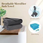 Orighty Bath Towels, Soft Feel Bath Towel, 2 Pack (27'' x 54'') | Highly Absorbent, Quick Drying Microfiber Towels for Body, Sport, Yoga, SPA, Fitness, Bathroom - Grey