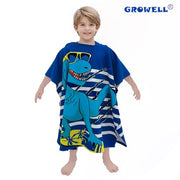 growell Hooded Kids Beach Towels - Toddler Bath Towel Girls Boys Swim Cover-ups for Ages 1 to 6 Kids Pool Towels Quick Dry Lightweight Soft Microfiber Poncho Towel 24x23 (Dinosaur Navy)
