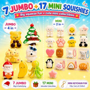 2026 Christmas Kawaii Squishy Advent Calendar for Kids | 24 daily surprise squishies in blind bags with Reusable PVC Bags, Stocking Stuffers Party Favors for Girls Boys