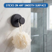 klasit Suction Cup Hooks for Shower, No-Drill Towel & Robe Hooks | Applicable To Bathroom, Glass Door, Mirror & Tile, 2 Pack, Matte Black – Ideal for Hanging Towels, Bathrobes & Loofahs