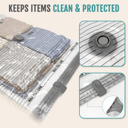 Fygrip Rechargeable Cordless Pump Vacuum Storage Bags, 12 Jumbo | 80% Space Saver Plastic Packaging Bags for Clothes, Travel Luggage & Bedding, Closet Organization