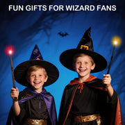 WinSence Light Up Magic Wizard Wand with Sounds & 4 Lightings Illuminating Witch Sorcerer Toys for Kids Cosplay Party Favors, 2 Pack, Black & Brown