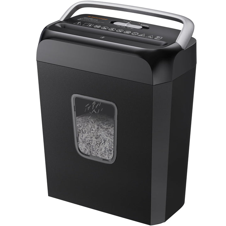 Bonsaii 6-Sheet Cross Cut Paper Shredder for Home, 3.4 Gal Bin | P-4 Security Level, Shreds Credit Cards, Staples & Paper Clips, with Portable Handle, Small Shredder for Home Office，C237-B