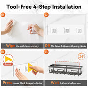 YASONIC Shower Caddy Adhesive, Rustproof Shower Organizer, Wall Shower Rack | Large Capacity Shower Shelf for Inside Shower, No Drill Shower Storage, Shampoo Shower Holder, Black, 2 Caddies