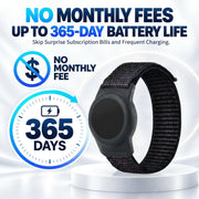 GPS Tracker for Kids with Real-Time Location Tracking & Family Sharing, Apple & Android Compatible, No Monthly Fees & No SIM Card, Wristband & Keychain Included, IP68 Waterproof, Black