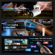 Philoent Mini Projector with WiFi 6 and BT 5.4, Built-in Apps 2026 Upgraded | 1080P/4K Support, 180° Rotation, Wi-Fi 6 & Bluetooth 5.4, Automatic Keystone Correction, Fast Focus, 25 dB for home cinema
