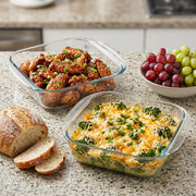 2 Pack Glass Baking Dishes, 8 * 8 Inch Small Square Brownie Pan for Oven | 2QT, Borosilicate Glass, Lead-Free, Heat-Resistant, Microwave & Freezer and Dishwasher Safe, Ideal for Small-Batch Lasagna