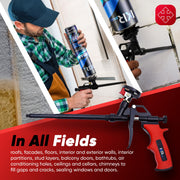 Expanding Spray Foam Gun, 1 Insulation Dispensing Guns + 9 Extenders | Heavy Duty Metal Body Dispensing Foam Gun insulation Applicator, Suitable for Caulking, Filling, Sealing, Heat insulation