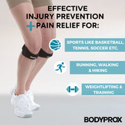 Bodyprox Patella Tendon Knee Strap 2 Pack, Knee Pain Relief Support Brace | Hiking, Soccer, Basketball, Running, Jumpers Knee, Tennis, Tendonitis, Volleyball & Squats