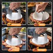 Smash Burger Press, Stainless Steel Burger Smasher with Anti-Scald Handle | 5.5 Inch Hamburger Press Includes 50 Non-Stick Patty Papers, Works Well for griddle, BBQ and Outdoor Cooking, Easy to Clean