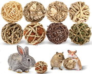 Bunny Rabbit Chew Grass Balls, Rolling Chew Toys for Small Animals (8 Pcs) | Rabbit chew balls, Improving Dental Health, Natural Chew Grass Toys for Rabbits, Guinea Pigs, Chinchillas, Hamsters, Mice