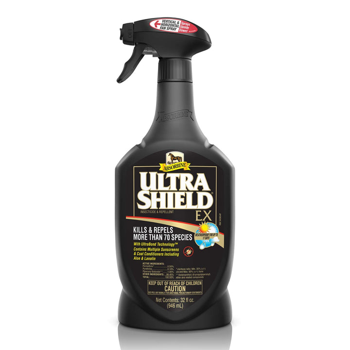 Absorbine UltraShield EX Insecticide & Repellent, 32 fl oz Sprayer | Use on Horses, Dogs & Premise, Kills & Repels 70+ Species Including Flies, Mosquitoes, Ticks, Fleas, Lice, Up to 17 Days