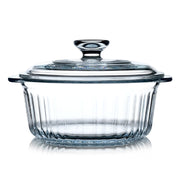 NUTRIUPS 1.6QT Round Glass Casserole Dish with Lid, Borosilicate for Oven | Easy Grab Glass Casserole Cookware with Lid, Ideal for Roasting Chicken, Casseroles, Baked Pasta, Oven to Table Serving