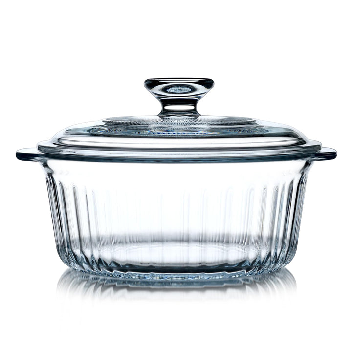 NUTRIUPS 1.6QT Round Glass Casserole Dish with Lid, Borosilicate for Oven | Easy Grab Glass Casserole Cookware with Lid, Ideal for Roasting Chicken, Casseroles, Baked Pasta, Oven to Table Serving