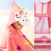 Joiedomi Kids Beach Towels with Hood for 3-10 Years Boys Girls Unicorn Hooded Toddler Bath Towel Poncho Absorbent Quick Dry Soft Microfiber Swim Robe with Backpack Lightweight 30"x30" for Beach Pool