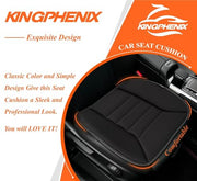 kingphenix Memory Foam Car Seat Cushion for Driver and Office Chair Comfort | 1.2-Inch-Thick Memory Foam Seat Pad, Soft, Breathable Fabric, Non-Slip Silicone Bottom for Long Drives and Office Use, Black