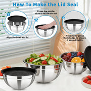 YJSLICT Stainless Steel Mixing Bowls with Lids, 7-Piece Nesting Bowl Set | 7 Sizes: 0.7–4.5 QT, Stackable Stainless Steel Mixing Bowls with Lids for Baking, Prep, Serving and Storage