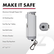 SABRE Auto Safe Escape Pepper Gel Spray with Seat Belt Cutter & Window Glass Breaker for Automotive Safety - Max Strength, Fast Flip-Top Safety, Snap-Clip Keychain, 10 Sec. Spray Time, 0.54 fl oz