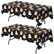 Niuara Halloween Black Plastic Table Cloth Disposable, 2 Pack, 54 x 108 in | Rectangle, 6 ft Tables, Halloween Party Decorations, Holiday Gathering