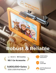 LISEN iPad Holder for Car Tablet Mount, 4 in 1 Adjust Arm Back Seat Stand | Car Accessories for Women, Car Interior Kit Organizer, Road Trip Essentials Kids, Toddler Travel Essential Car Mount Headrest