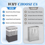 BlissTotes 3-Pack Laundry Basket, Collapsible Laundry Hamper, Grey, 75L | Laundry Clothes Hamper, Hampers for Bedroom, Freestanding Hamper with Handles, Clothes Laundry Basket