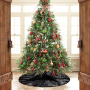 Poise3EHome Black Christmas Tree Skirt, 36 Inch Sequin Tree Skirt | Christmas Halloween New Year Tree Base Decor for Living Rooms Entryways Offices and Covered Patios