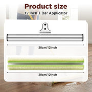 Ferrochef 12 Inch T Bar Applicator for Coating Green Flocked Cotton Sleeve T Shaped Frame Floor Finish Tool Kit for Wood Surface Concrete Floors Finishing DIY Paint Sealant